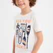 T-shirt brodé manches courtes coton blanc garçon