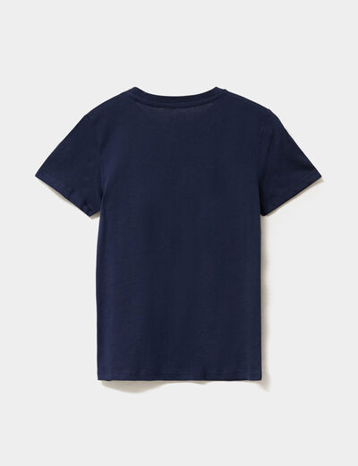 T-shirt col rond manches courtes coton bleu marine gar&ccedil;on