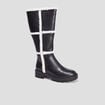 Bottes bandes fausse laine mouton noir femme