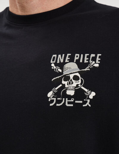 T-shirt manches courtes coton One Piece noir homme
