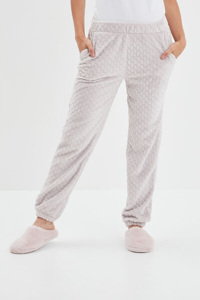 Pantalon de pyjama aspect matelassé rose pastel femme