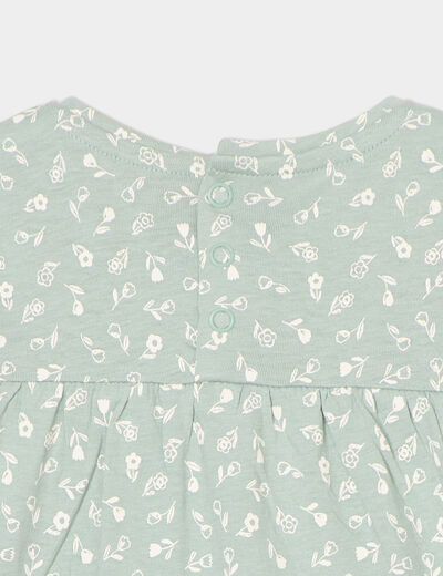 T-shirt manches longues col rond coton vert pastel bébé fille