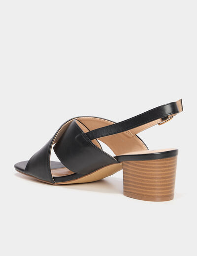 Mules à talons 5 cm noir femme