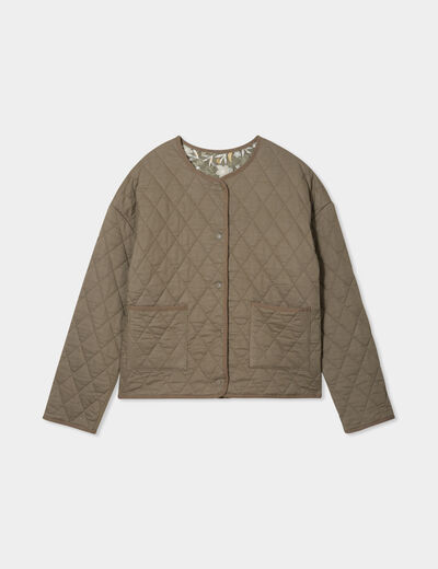Veste matelassée réversible coton vert kaki femme