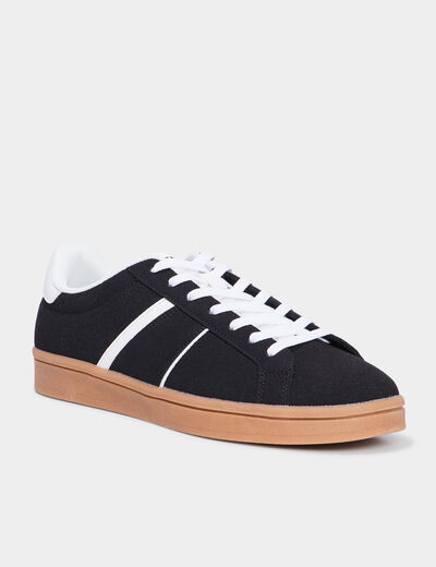 Tennis basses à lacets effet daim noir homme