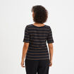T-shirt col rond manches courtes coton noir femme