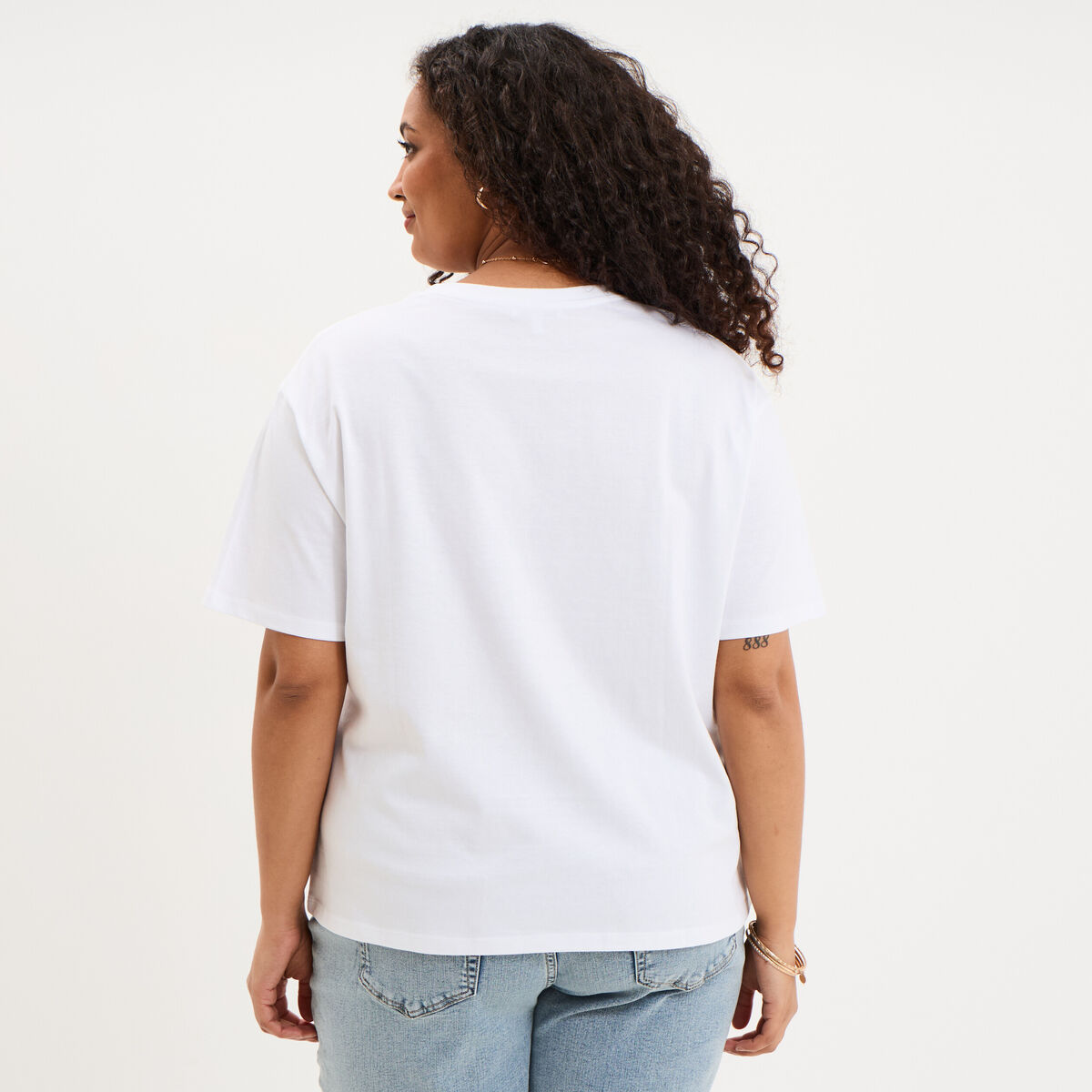 T-shirt avec manches courtes droit coton blanc femme grande taille