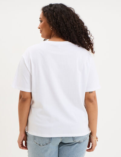 T-shirt avec manches courtes droit coton blanc femme grande taille