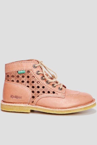 Bottines en cuir Kickers Kicklegend orange clair femme