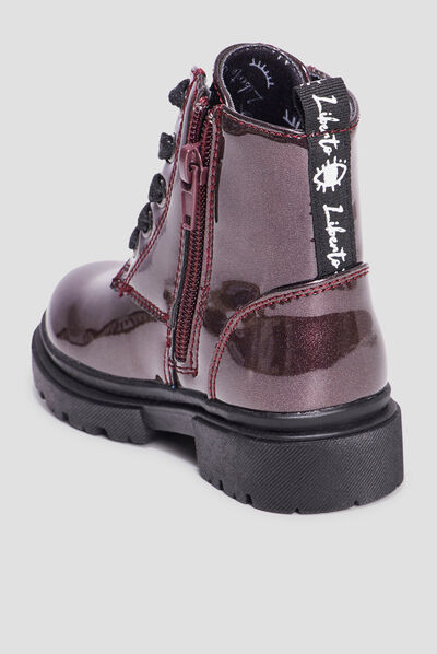 Bottines crantées zippées Liberto bordeaux fille