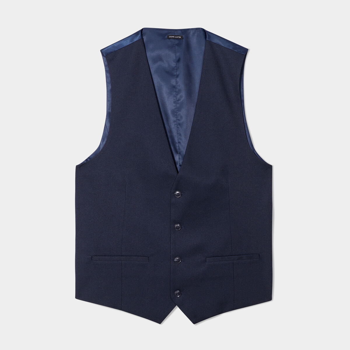 Gilet de costume droit boutonné bleu marine homme