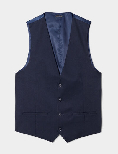 Gilet de costume droit boutonné bleu marine homme