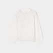 Pull côtelé à sequins et col montant blanc femme