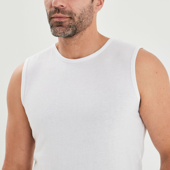 Débardeur droit bretelles larges coton blanc homme