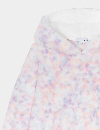 Sweat pyjama fausse fourrure capuche mauve fille