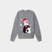 Pull de No&euml;l avec sequins gris clair femme