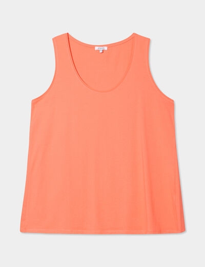 Débardeur ajusté sans manches coton rose corail femme grande taille