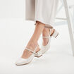 Ballerines &agrave; talons vernies blanc femme