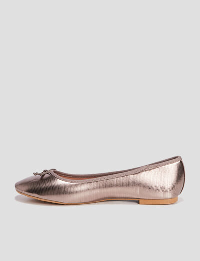 Ballerines avec noeud gris argent femme