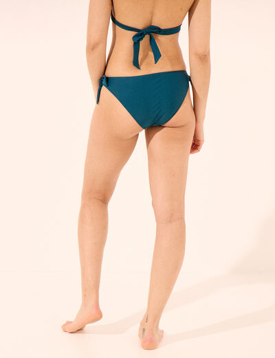 Bas de maillot de bain détails noeuds bleu pétrole femme
