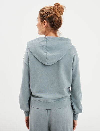 Sweat à capuche hoodie coton gris femme