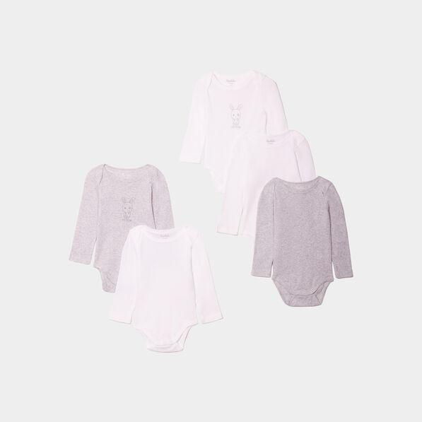 lot 5 bodies us coton manches longues gris clair bebe Lot 5 bodies US coton manches longues gris clair bébé