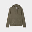 Sweat zipp&eacute; molleton &agrave; capuche vert kaki homme
