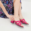 Mules à talons bout carré rose fushia femme