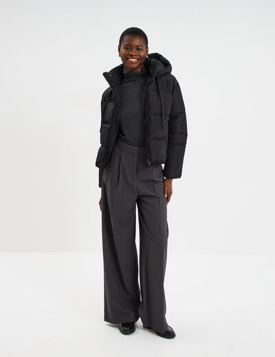 Doudoune doublée à capuche noir femme