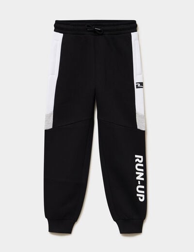 Pantalon de jogging regular molletonn&eacute; noir gar&ccedil;on