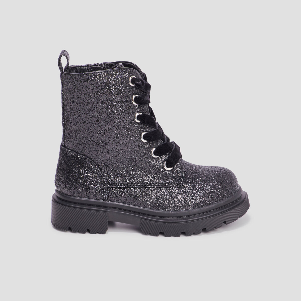 Bottines à paillettes crantées noir fille