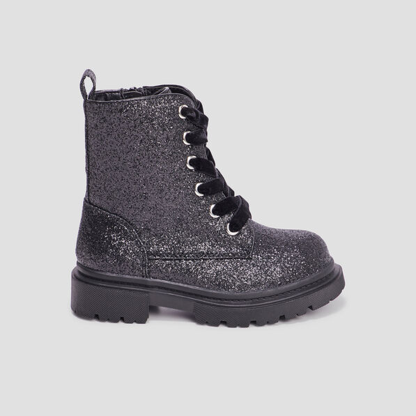 bottines a paillettes crantees noir fille Bottines à paillettes crantées noir fille