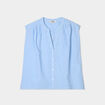Blouse sans manches col tunisien bleu femme