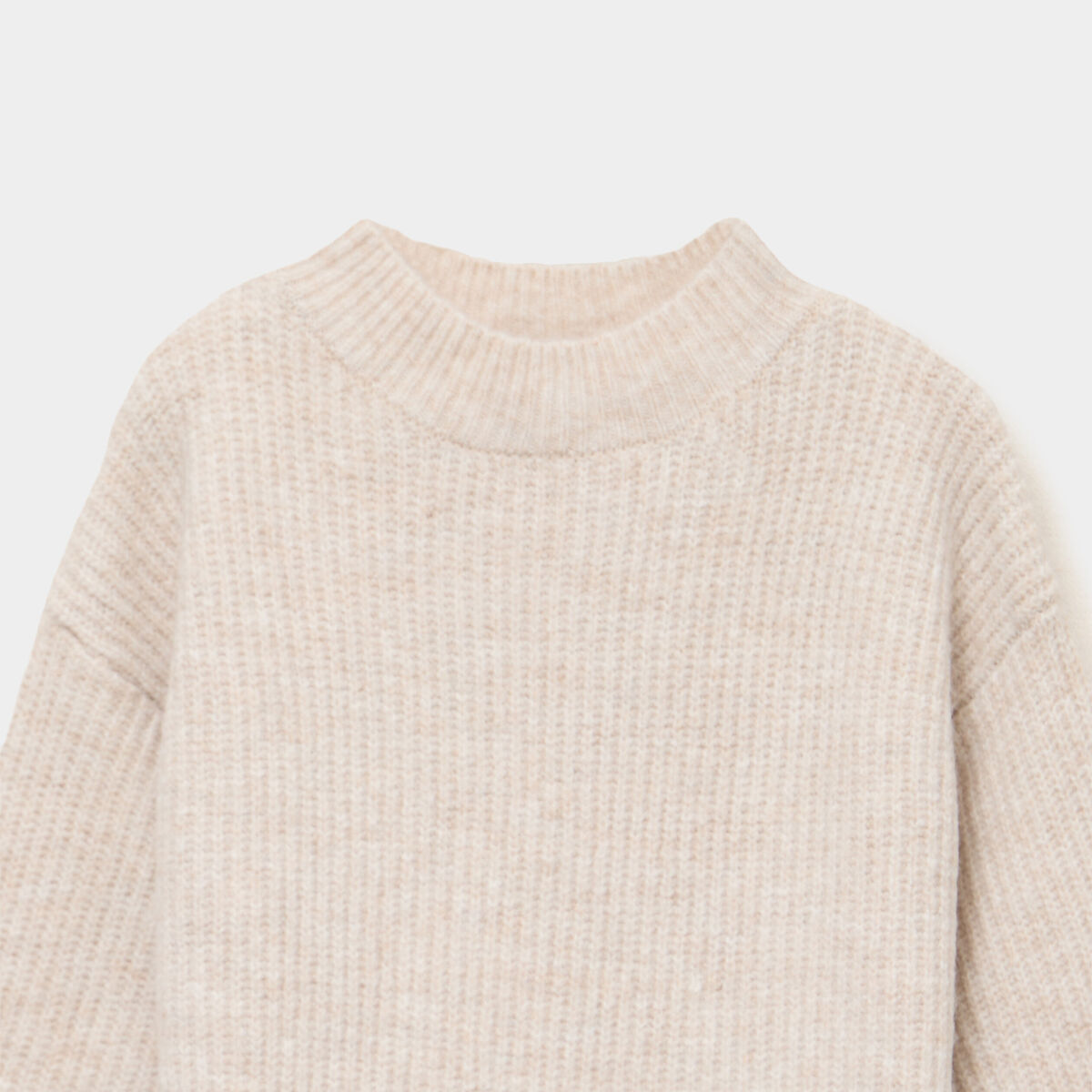 Robe tricot col montant manches longues ivoire fille