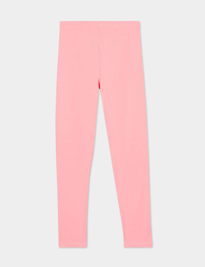 Legging long coton taille élastiquée rose fille