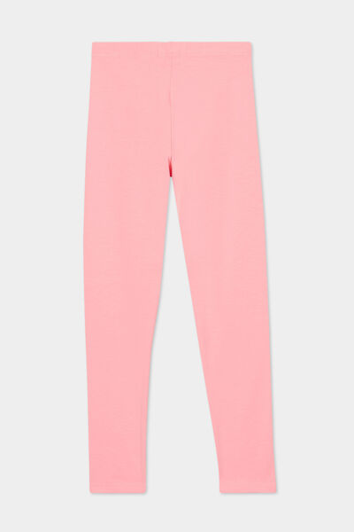 Legging long coton taille &eacute;lastiqu&eacute;e rose fille