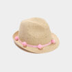 Chapeau de paille avec pompons sable fille