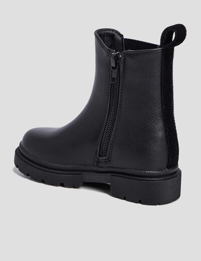 Bottines chelsea crantées bout rond noir fille