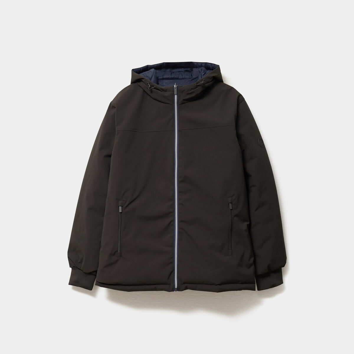 Blouson r&eacute;versible &agrave; capuche zipp&eacute; vert kaki homme