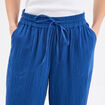 Pantalon fluide &eacute;lastiqu&eacute; gaze de coton bleu marine femme