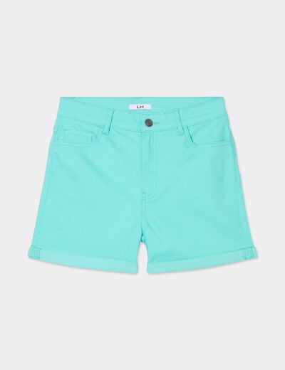 Short en jean slim bleu turquoise femme
