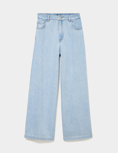 Jean extra large taille haute coton denim triple stone femme
