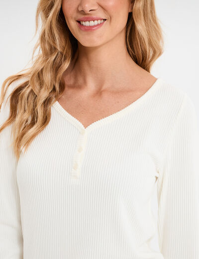 Ensemble pyjama 2 pi&egrave;ces coton blanc femme