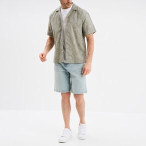chemise en coton manches courtes vert kaki homme Chemise en coton manches courtes vert kaki homme
