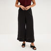Pantalon large &eacute;lastiqu&eacute;e gaze coton noir femme