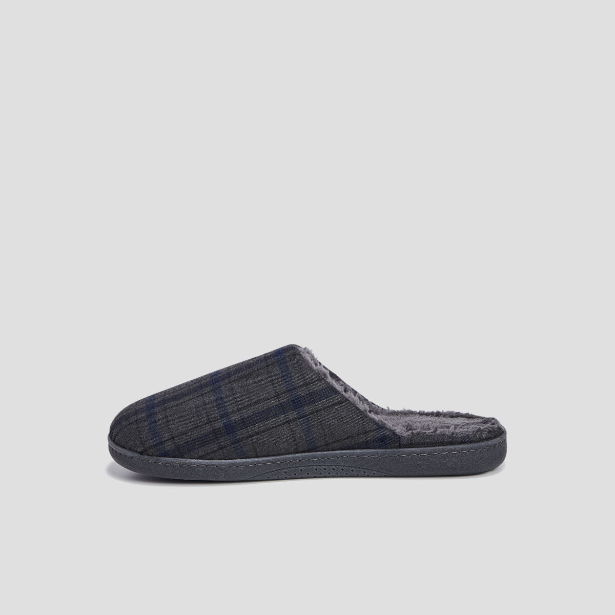Chaussons mules Isotoner gris homme