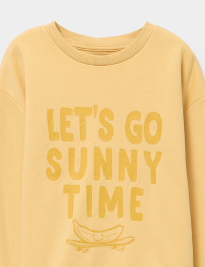 Sweat oversize col rond manches longues jaune gar&ccedil;on
