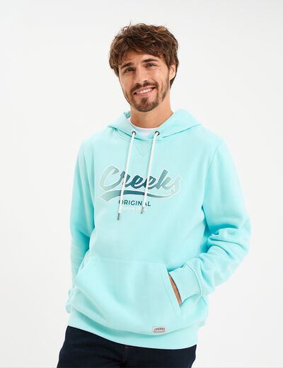 Sweat hoodie en molleton bleu turquoise homme