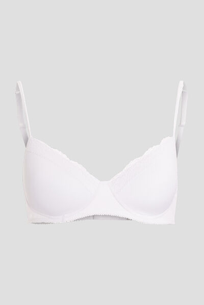 Soutien-gorge corbeille micro dentelle blanc femme