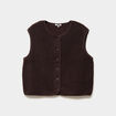 Veste sans manches effet polaire marron fonc&eacute; femme